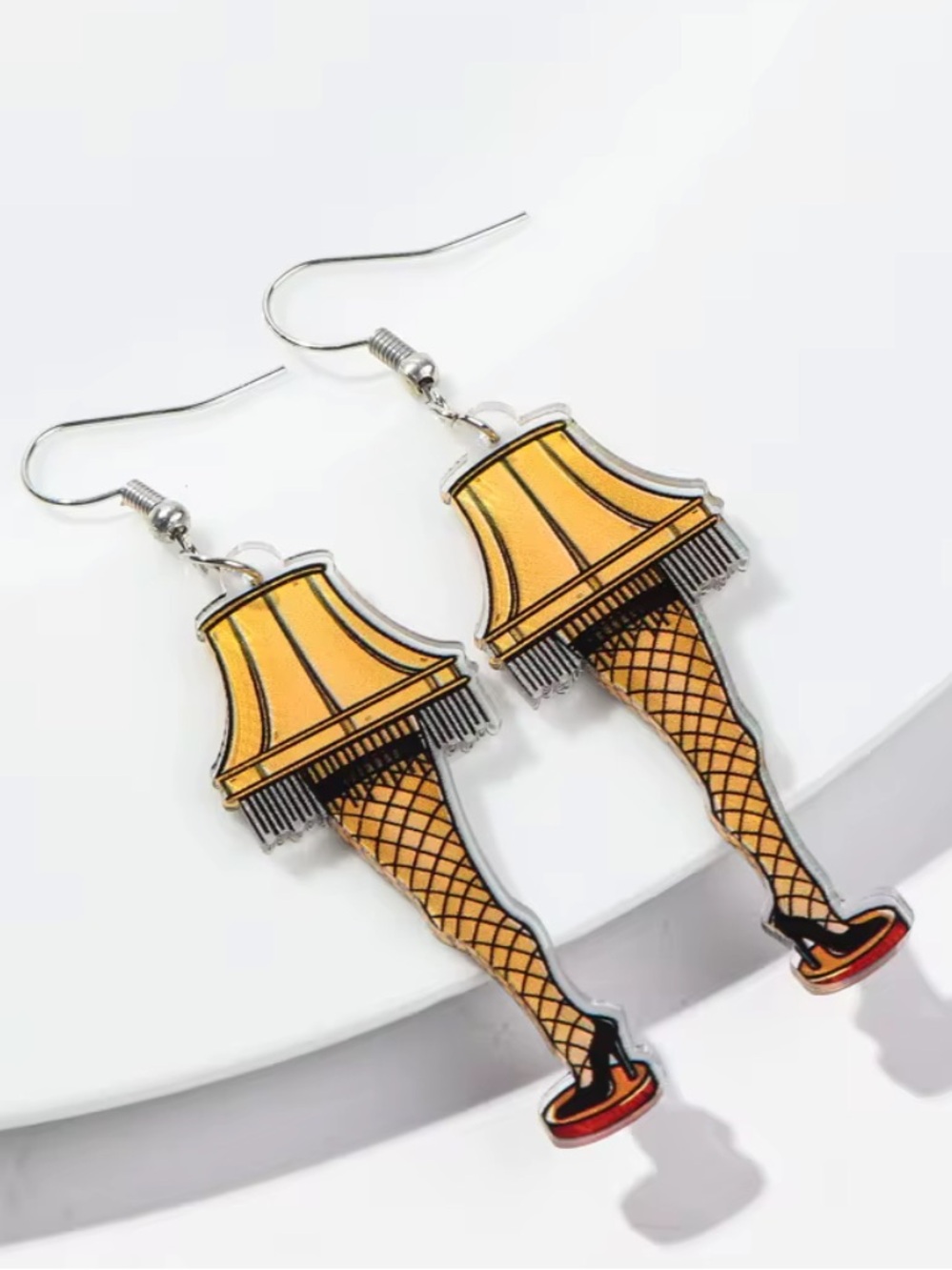 Lamp Earrings Fishnet Stocking Retro Novelty Jewelry